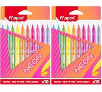Maped Neon Set De 10 Rotuladores De Colores Para Pintar Y Colorear, Material Escolar Para Niños Y Adultos, Estuche Con Rotuladores De Punta Fina, Tinta Fluida Y Colores Vibrantes Para Dibujos