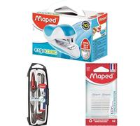 Maped Pack Escolar y Oficina: Set de Compás de Precisión (5 Piezas) + Grapadora Ergologic Mini + Gomas Kidy Learn (2 Uds)