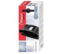 Maped - Perforadora de Papel - Essentials Metal 10/12 Hojas con 2 Agujeros- Agujeador de Papel con Regleta Multi Formatos - Tapa para Vaciar Confetis - Distancia de 80 mm entre Anillas - Color Negro