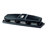 Maped Perforadora de papel Essentials Metal 10/12 hojas 4 agujeros sujeción de hojas tapa Negro