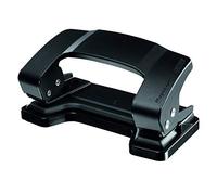 Maped - Perforadora de Papel - Essentials Metal 6/8 Hojas con 2 Agujeros- Agujeador de Papel con Regleta Multi Formatos - Tapa para Vaciar Confetis - Color Negro