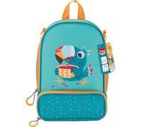 Maped Picnik - Bolsa Isotérmica Tucán Verde Neón, Porta Alimentos de Doble Compartimento, Correa Ajustable (Hombro o Espalda), Elástico Interior para Botella y Etiqueta de Nombre, Térmica