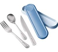 Maped Picnik Estuche con 3 Cubiertos Concept Adultos, Azul, Cuchara Tenedor Cuchillo de Acero Inoxidable, Compactos, Apto Lavavajillas, Reutilizables, Portátiles, Ideal para Oficina, Viajes, Picnic