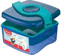 Maped Picnik Origins - Caja de Almuerzo de 1 Litro, Diseño Aqua, 2 Compartimentos con Bandeja Extraíble, Apertura Fácil para Niños, Recipiente Porta Alimentos Hermético y Resistente