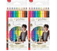 Maped - Pinturas de Madera - Colección Harry Potter - 12 Pinturas de Colores Decoradas con Diseño Lúdico - Minas Resistentes - Agarre Ergonómico - Fáciles de Afilar (Paquete de 2)