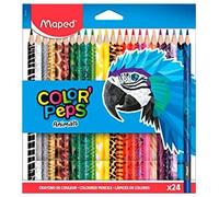 Maped - Pinturas de Madera - Lápices de Colores Animals - 24 Pinturas con Estampados de Animales - Presentación en Caja de Cartón.