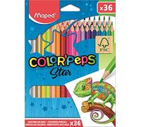 Maped - Pinturas de Madera - Lápices de Colores Estuche - 36 Pinturas con Presentación en Caja de Cartón - Colores Vibrantes - Acabado