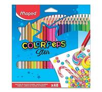 Maped - Lápices de colores de madera 48 - Estuche en caja de cartón, colores vibrantes, acabado
