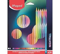 MAPED - Pinturas de Madera - Lápices de Colores Nightfall - 24 Pinturas con Diseño Lúdico Metalizado - Mina Suave y Resistente - Agarre Ergonómico para Mejor Sujeción