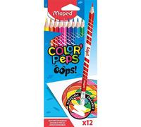Maped - Pinturas de Madera - Lápices de Colores Oops - 12 Pinturas Borrables - I