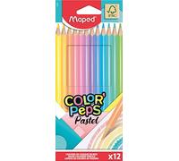 Maped - Pinturas de Madera - Lápices de Colores Pastel - 12 Pinturas con Tonos Suaves y Brillantes - Presentación en Caja de Cartón