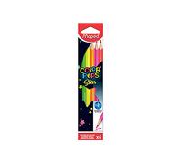 Maped - Pinturas de Madera - Lápices Fluo Star - 6 Pinturas de Colores - Diseño Triangular y Acabado - Caja de Cartón - Punta de Gran Resistencia