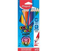 Maped - Pinturas de Madera - Lápices Strong de Colores - Pack de 12 Pinturas de Colores - Minas Ultra Resistentes - Agarre Ergonómico - Fáciles de Afilar