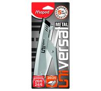 Maped - Pinza grapadora de metal universal - Compatible con grapas n.º 24/6 y 26/6 - Capacidad de 20 a 25 hojas - con 400 grapas 26/6 incluidas, color gris