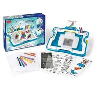 Maped Pizarra Mágica Lumi Board para Dibujar con Luz, Set Completo para Niños de 4 Años en Adelante con 1 Luz, 30 Fichas, 12 Rotuladores, 20 Hojas, 5 Niveles de Dibujo Ideal para Calcar y Crear