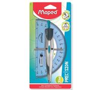 Maped Precision 291049 - Brújula y transportador de Arco de Metal, Juego de 3 Piezas