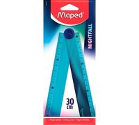Maped - Material Escolar - Nightfall - Regla Plegable de 30 cm - Ideal para Estuches - Diseño Metalizado en Azul - Grabado de Alta Calidad con Trazo Continuo