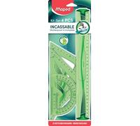 Maped - Reglas Escolares - Irrompible - Maxi Kit de 4 Piezas - 1 Regla de 30 cm, 1 Cartabón de 60°, 1 Escuadra de 45° y 1 Transportador de 180° - Material Duradero PET - Diseño Técnico