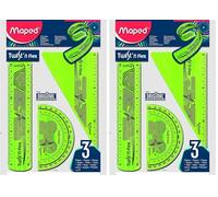 Maped - Reglas Escolares - Twist'n Flex Decor - Mini Kit de 3 Piezas - 1 Regla de 15 cm, 1 Cartabón de 60° y 1 Transportador de Ángulos 180° - Material Flexible e Irrompible - Diseño Lúdico