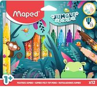 Maped Rotulador Jumbo Jungle Fever X12 - Colores Vivos para Creatividad sin Fin - Dimensiones Ideales