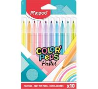 Maped Rotuladores de Colores para Niños, Color'Peps Pastel, 10 Rotuladores Lavables con Punta Media, Tinta de Secado Rápido, Tonos Suaves y Vibrantes para Dibujar y Colorear