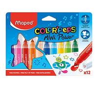 Maped Rotuladores Color's Peps Mini Power – 12 punta gorda, 2 reveladores, tinta cambia de color