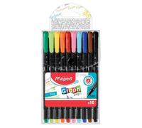Maped - Rotuladores de Escritura - Rotuladores de Punta Fina Graph Peps Classic - Estuche con 10 Colores - Punta de Metal Japonesa - Empuñadura Triangular para Mejor Agarre