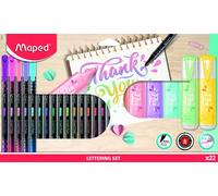 Maped Rotuladores Punta Fina SET LETTERING 22PZAS - Ideal para Lettering y Mandalas - Estuche Completo de Colores