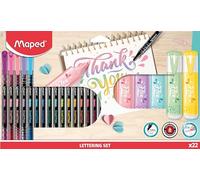 Maped Rotuladores Punta Fina SET LETTERING 22PZAS - Ideal para Lettering y Mandalas - Estuche Completo de Colores