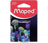 Maped - Sacapuntas de lata, 1 agujero, con depósito, decoración Deepsea Paradise, embalaje reciclable