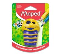 Maped Sacapuntas Escolar Croc Croc, Afilador con Depósito, 2 Orificios para Lápices Estándar y Grandes, Diseño Lúdico y Ergonómico, Gran Capacidad de Virutas, 3 Colores Diferentes