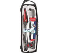 Maped Set de Compás de Precisión 5 Piezas, Incluye 1 Abrazadera Universal 1 Portaminas 1 Afilaminas y 1 Estuche, Sistema de Bloqueo de Brazos, Ideal para Escuela y Oficina