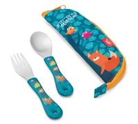 MAPED Set De Cubiertos Infantiles, Cuchara Y Tenedor De Acero Inoxidable Con Estuche, Diseño Divertido Para Niños, Ergonómicos Y Seguros, Vajilla Para Pequeños, Ideal Para Escuela Y Viajes