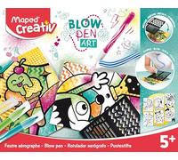 Maped - Set de Manualidades para Niños - Blowpen Art - A Partir de 5 Años - Colorear Soplando la Tinta - Incluye 1 Accesorio Aerógrafo, 6 Rotuladores, 6 Tarjetas Impresas y 1 Plantilla