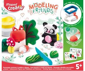 Maped - Set de Manualidades para Niños - Modeling Friends Creativo Adorables - A Partir de 5 Años - Panda y Zorro - Incluye 5 Botes de Masa Endurecedora, 1 Molde, 1 Cuchillo de Plástico y 1 Rotulador