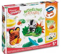 Maped - Set de Manualidades para Niños - Modeling Friends Creativo Salvajes - A Partir de 5 Años - Tigre y Cebra - Incluye 5 Botes de Masa Endurecedora, 1 Molde, 1 Cuchillo de Plástico y 1 Rotulador
