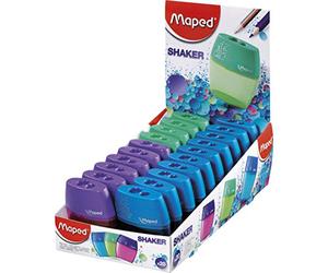 Maped Shaker 534755 - Sacapuntas de 2 agujeros, paquete de 20, colores surtidos