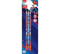 Maped Superman Pack De 6 Lápices Infantiles HB#2 Con Diseño Ergonómico, Lápices Para Niños Con Cuerpo Triangular Para Mejor Agarre, Lapiceros Escolares Con Estampado Oficial De DC Comics