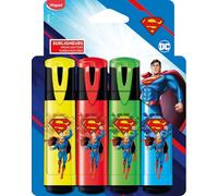 Maped Superman Set De 4 Subrayadores Con Colores Vibrantes, Rotuladores Escolares Para Niños Y Adultos, Punta Biselada Para Escritura Fluida, Material Escolar De Con Diseño Exclusivo
