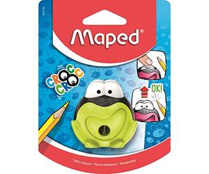 Maped - Tamaño de rayo de croc de croc de señal con depósito para niños de 3 años, divertido e innovador, forma de rana, 1 agujero, color verde