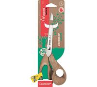 Maped - Tijeras Advanced Wood 21 cm para zurdos - Cuchillas de acero inoxidable - Comodidad y precisión - Anillos asimétricos ergonómicos 50% madera - Garantía de por vida
