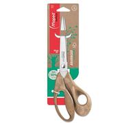 Maped Advanced Wood Tijeras asimétricas y punta puntiaguda - Cuchillas y remaches de acero inoxidable - Asas ergonómicas 3D compuestas al 50% en polvo de madera - 10 años - Tijeras de 25 cm