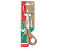 Maped - Tijeras de Oficina - Advanced Wood Asimétrica 21 cm - Tijeras con Hojas y Remache de Acero Inoxidable - Anillas Fabricadas con un 50% de Fibra de Madera