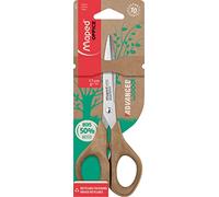 Maped - Tijeras de Oficina - Advanced Wood Simétrica 17 cm - Tijeras con Hojas y Remache de Acero Inoxidable - Anillas Fabricadas con un 50% de Fibra de Madera