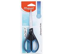 Maped - Tijeras de Oficina - Essentials Soft Simétrica 17 cm - Hojas y Remaches de Acero Inoxidable - Anillas Ergonómicas Para Ambidiestros - Punta Afilada