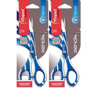 Maped - Tijeras de Oficina - Zenoa Fit Simétrica 17 cm - Tijeras de Acero Inoxidable - Material Blando en el Interior de las Anillas - Sistema Amortiguador - 2 Diseños Diferentes (Paquete de 2)