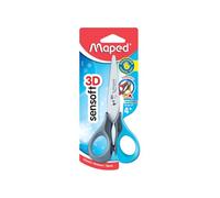 Maped Tijeras para zurdos Sensoft 3D 13 cm – agarre ergonómico, anillas blandas – azul y rosa