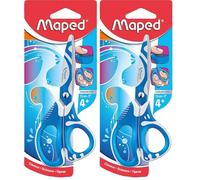 Maped - Tijeras Escolares - Zenoa Fit 13 cm - Material Blando en el Interior de las Anillas - Sistema Amortiguador - Disponible en 3 Diseños Diferentes (Paquete de 2)