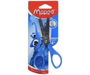 Maped - Tijeras Esenciales con Puntas Redondas 13 cm - Infantiles con Anillos Ergonómicos - Cuchillas Graduadas en cm - Escolares a partir de 4 años - Para Guardería y Primaria
