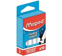 Maped - Tizas Blancas - Tizas para Aceras - 10 Tizas para Pizarras - Fabricadas con Carbonato de Calcio - Fórmula Libre de Polvo - Mejor Visibilidad y Legibilidad